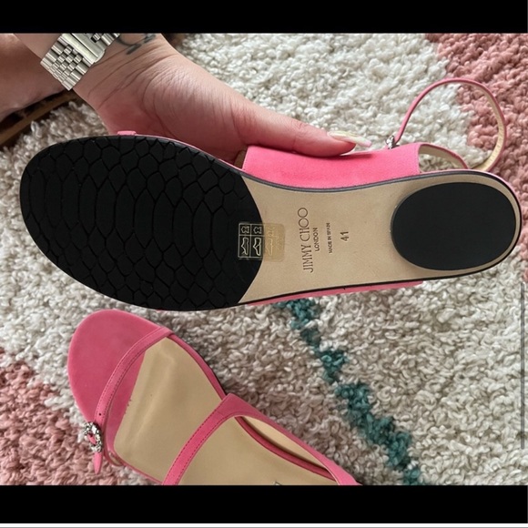 Jimmy Choo flamingo pink Naia crystal flat sandals - Picture 5 of 9
